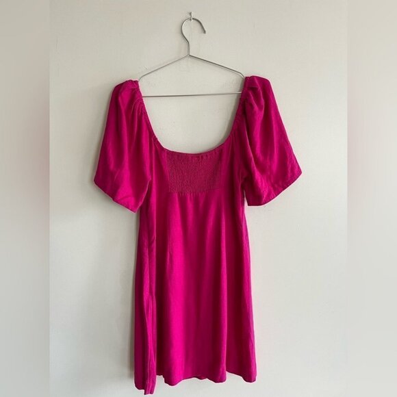 A New Day Women’s Pink Puffed Sleeve Linen Blend Dress - Picture 5 of 11